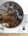 Porch & Den [Clock] Running Brown Horse - Large Cottage Wall Clock