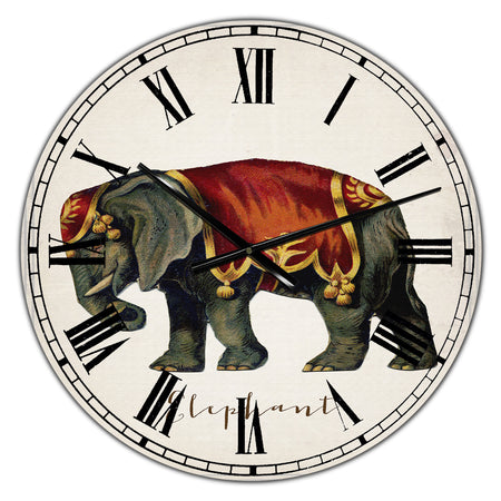 Circus Animals Elephant - Large Cottage Wall Clock