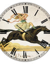 Dream Young Lady On Black Stallion - Oversized Cottage Wall Clock