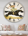 Dream Young Lady On Black Stallion - Oversized Cottage Wall Clock