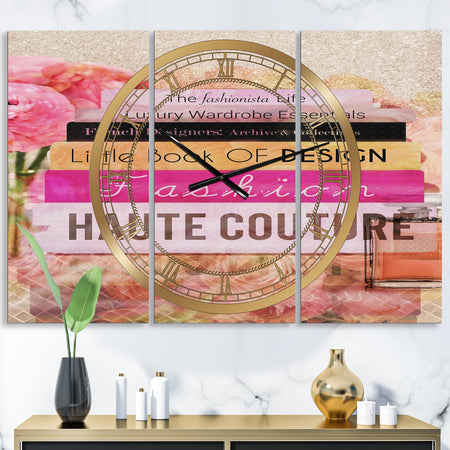 Fashionista Reads - Oversized Fashion Wall Clock - 3 Panels