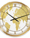 Golden Map Of The Earth - Large Fashion Wall Clock