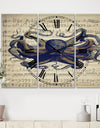 Octopus Music Score I - Oversized Nautical & Coastal Wall Clock - 3 Panels