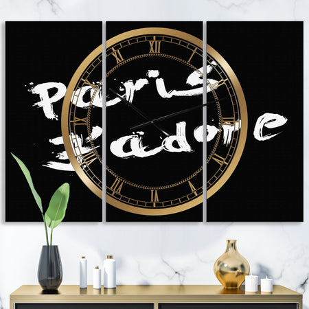 Paris Jadore - Oversized Fashion Wall Clock - 3 Panels