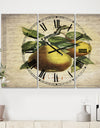 Pear Old Style Sketch II - Large Cottage Wall Clock - 3 Panels