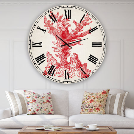 Red Coral 1 - Oversized Nautical & Coastal Wall Clock