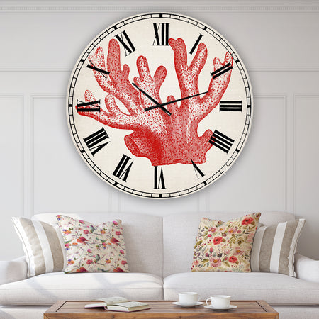 Red Coral 3 - Oversized Nautical & Coastal Wall Clock