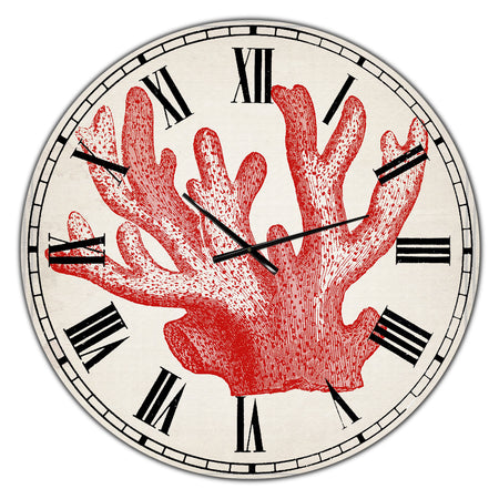 Red Coral 3 - Oversized Nautical & Coastal Wall Clock