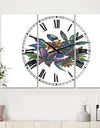 Tropical Flowers - Large Cottage Wall Clock - 3 Panels