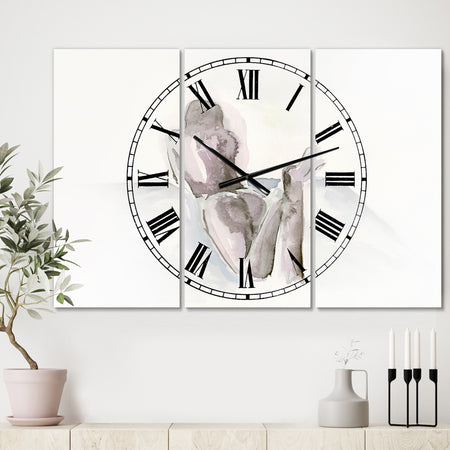 Watercolour Nude 1 - Oversized Traditional Wall Clock - 3 Panels