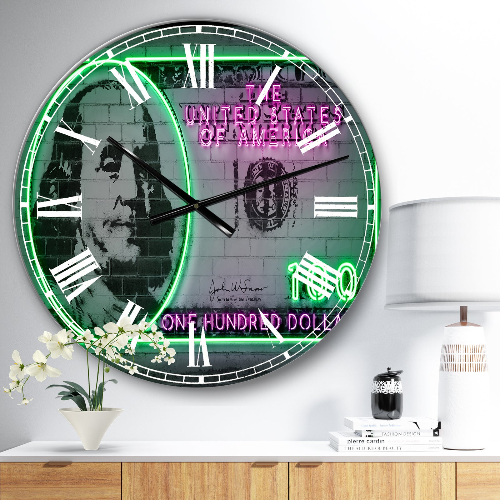 100 dollars - Large Modern Wall Clock