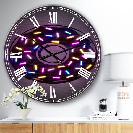 Neon Sugar Fantasy Donut - Large Modern Wall Clock
