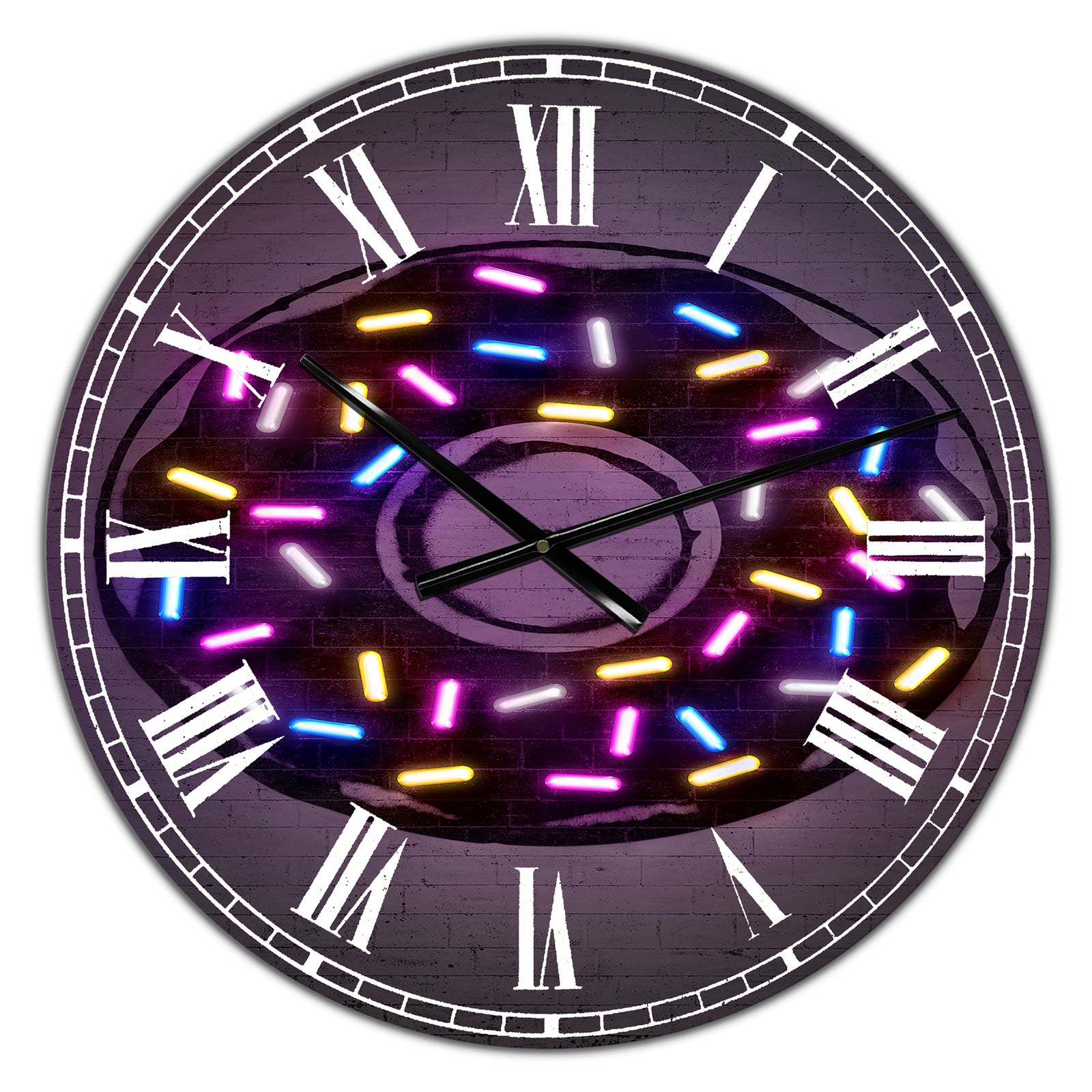 Neon Sugar Fantasy Donut - Large Modern Wall Clock