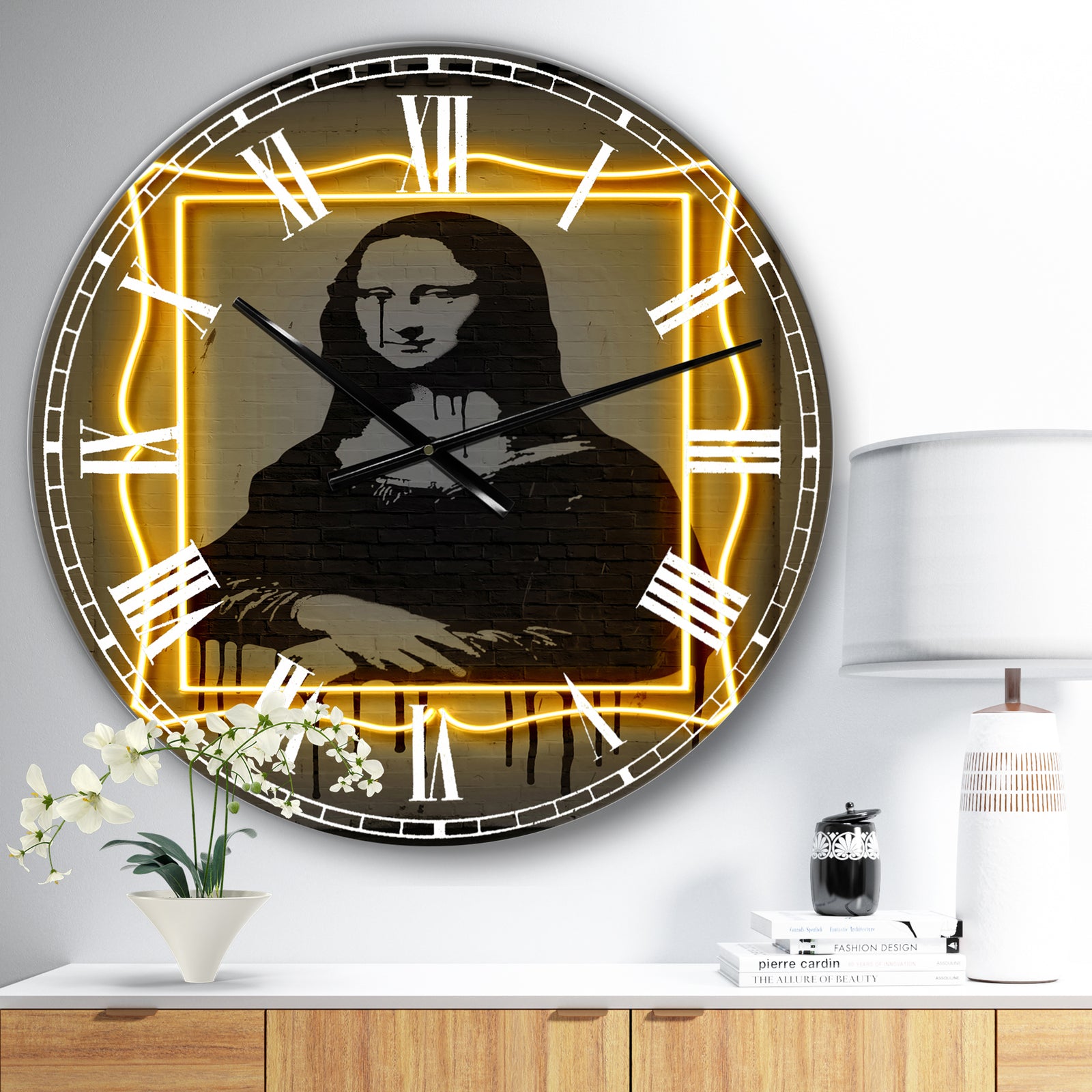 Mona Lisa Neon  - Large Modern Wall Clock