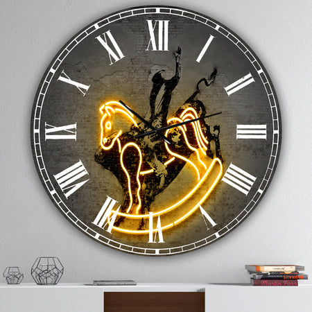 Neon Rodeo Horse - Oversized Modern Wall Clock