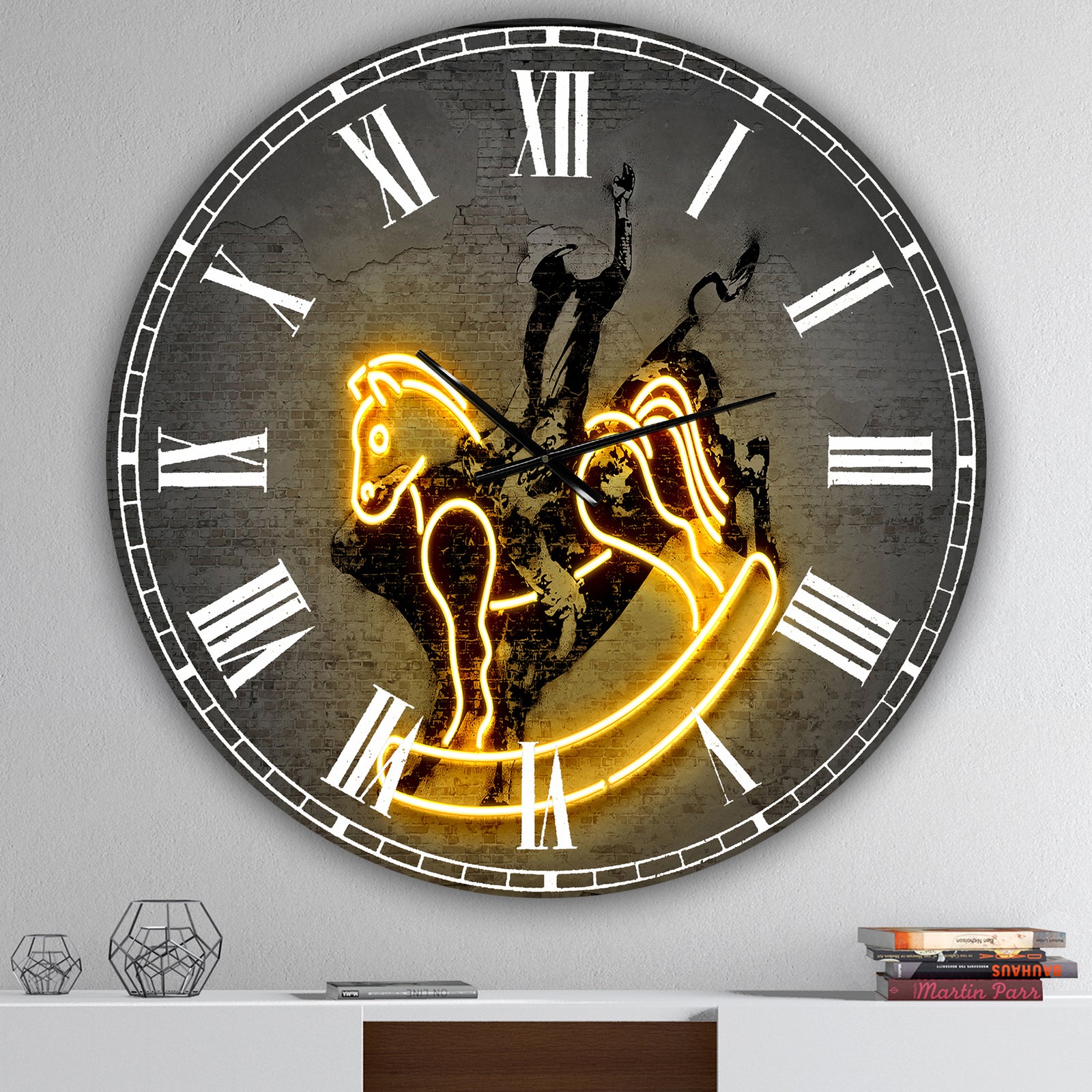 Neon Rodeo Horse - Oversized Modern Wall Clock