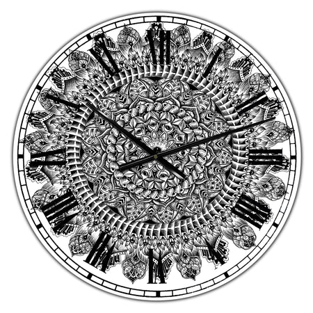 Mandala Drawing - Large Traditional Wall Clock