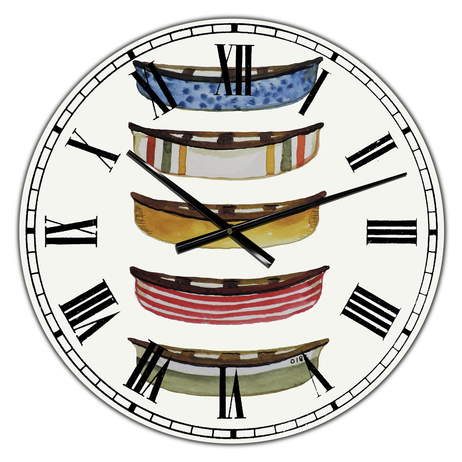Five Canoes - Large Lake House Wall Clock