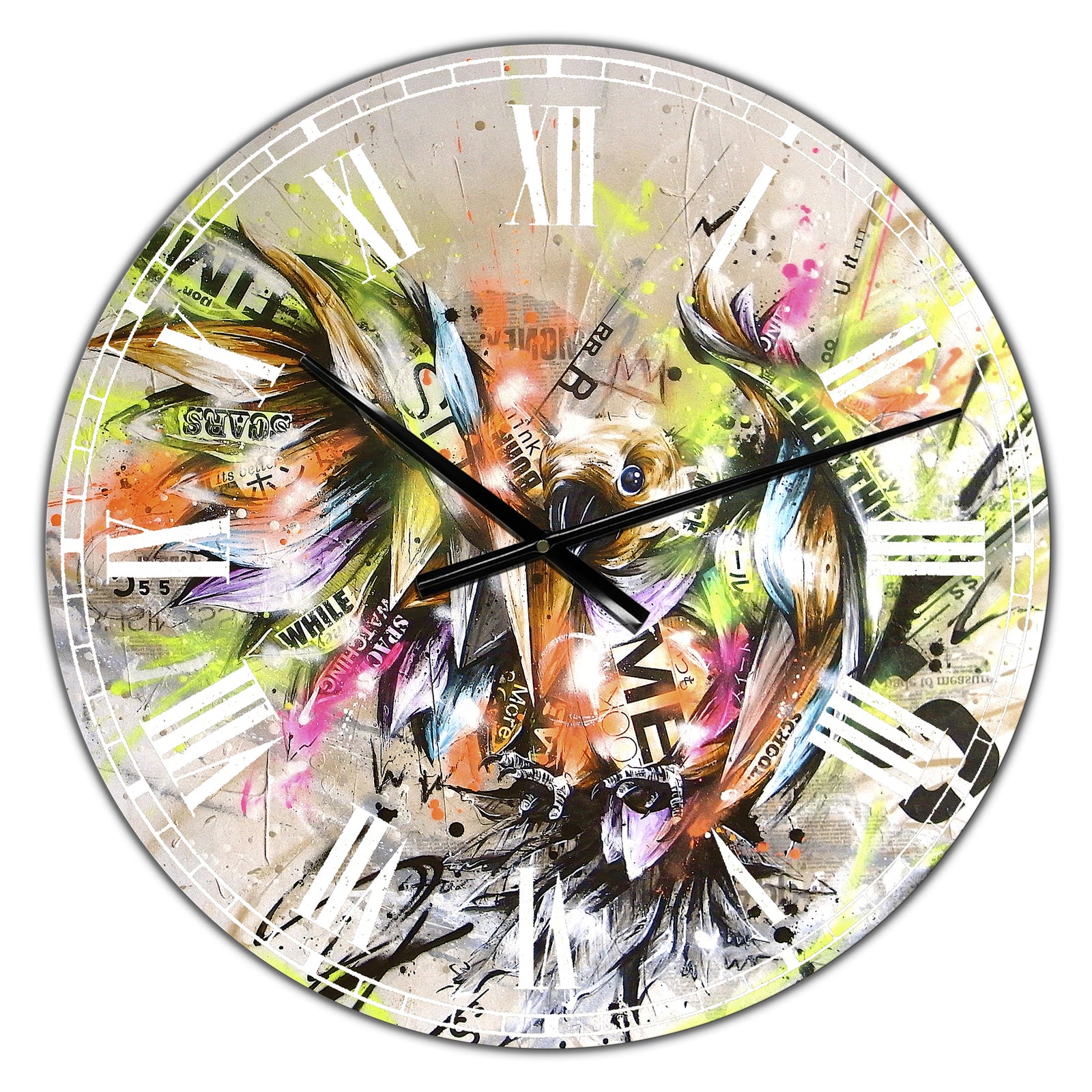 Street Art Graffiti Bird - Large Modern Wall Clock