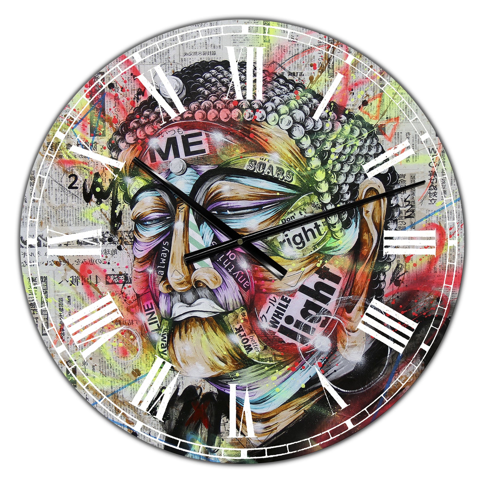 Street Art Graffiti Holy Man - Large Modern Wall Clock