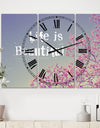 Life Is Beautiful - Oversized Cottage Wall Clock - 3 Panels