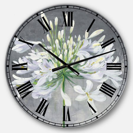 Flower Cleome Splash I - Traditional Floral Large Wall CLock