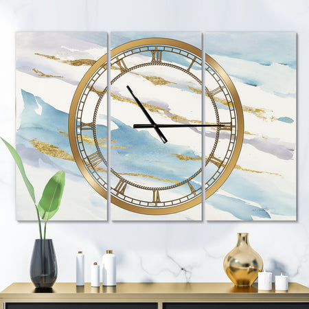 Abstract Drift v2 - Glam 3 Panels Oversized Wall CLock