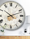 White Serene Peony - Cottage Large Wall CLock