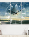 Blue Coastal Sunrise - Cottage 3 Panels Oversized Wall CLock
