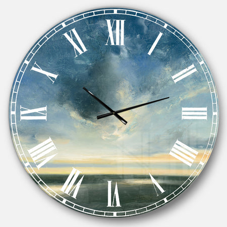 Blue Coastal Sunrise - Landscape & Nature Large Wall CLock