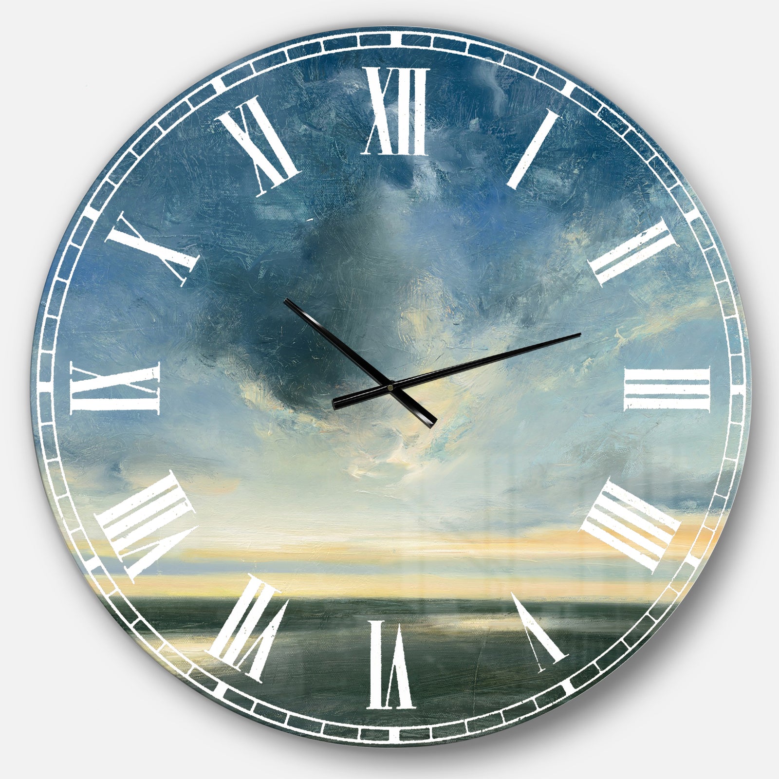 Blue Coastal Sunrise - Landscape & Nature Large Wall CLock
