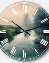 Twilight Fog Lakeshore - Landscape & Nature Large Wall CLock