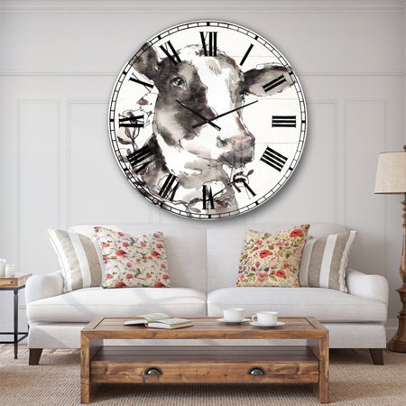Cow Portrait Country Life - Wildlife Large Wall CLock