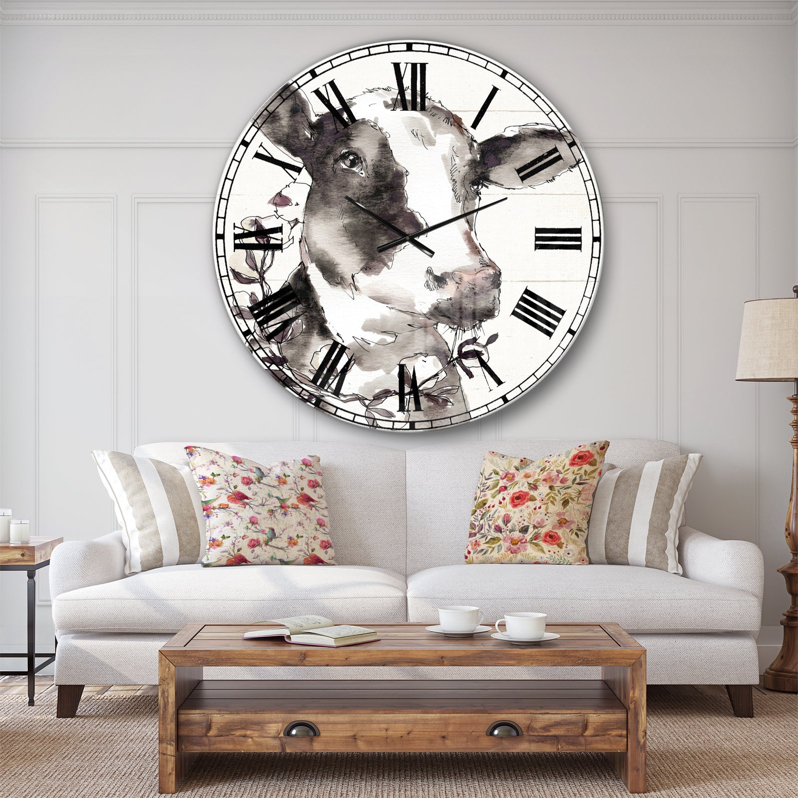 Cow Portrait Country Life - Wildlife Large Wall CLock