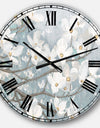 Blue on Grey Blossoms  - Traditional Large Wall CLock