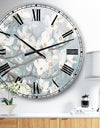 Blue on Grey Blossoms  - Traditional Large Wall CLock