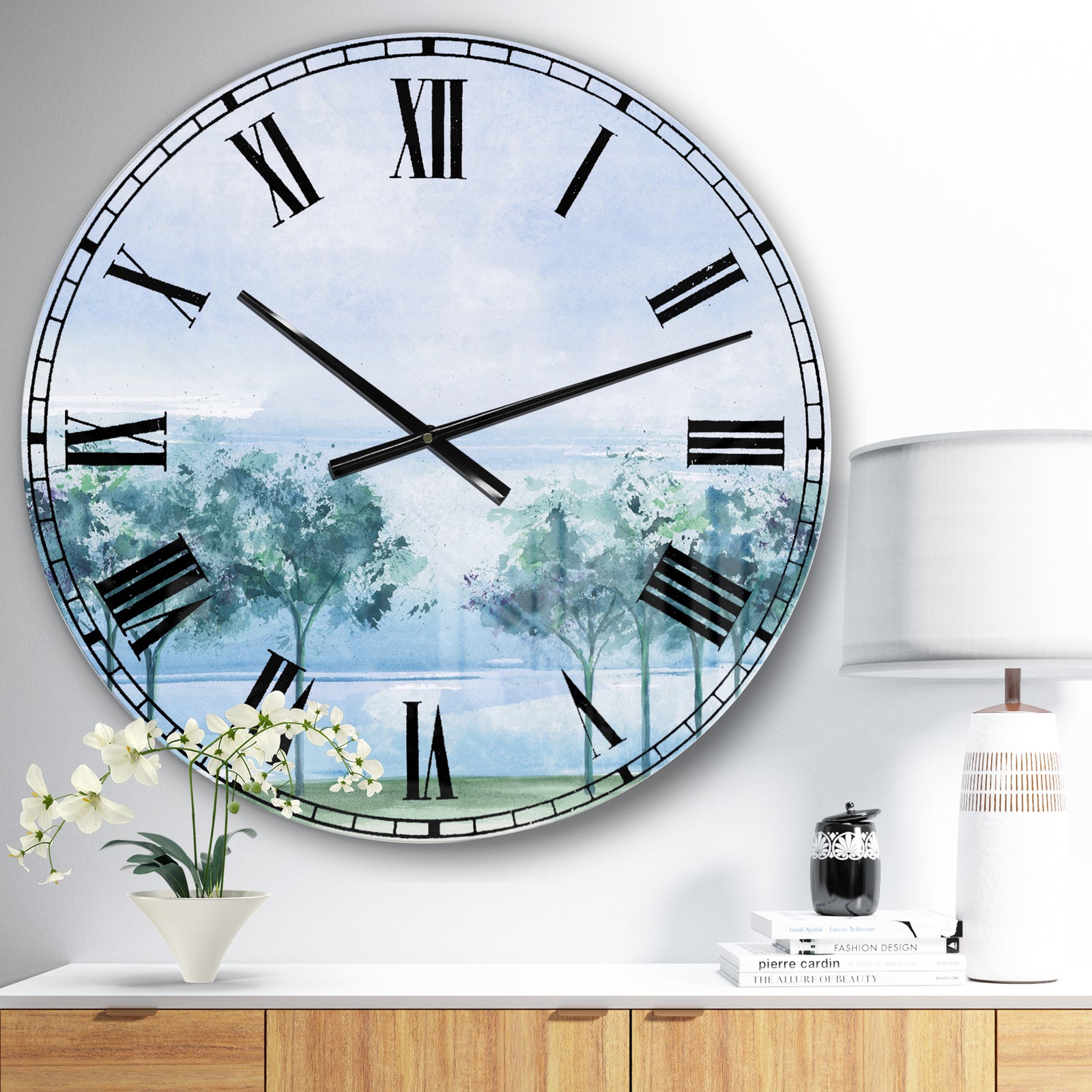 Tree Across the Lake - Traditional Large Wall CLock