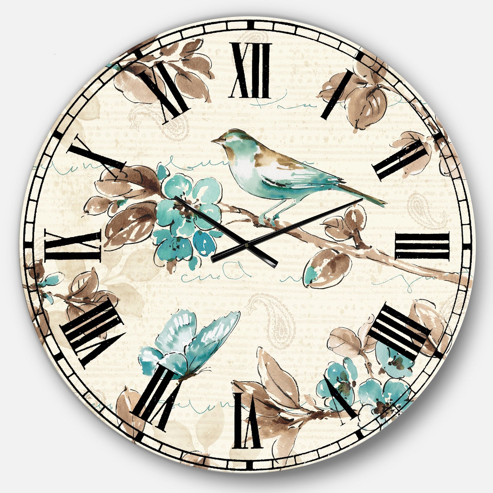 Beige Bird Wings - Cottage Large Wall CLock