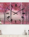 Pink Forest - Cottage 3 Panels Large Wall CLock