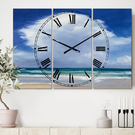 Porch & Den 'Beach Clouds II - 3-panel Metal Clock