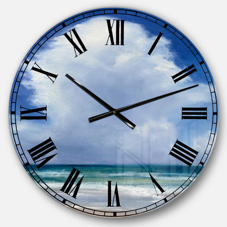 Porch & Den Beach Clouds II - Coastal Landscape Oversized Metal Clock