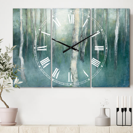 Green Forest Dream - Cottage 3 Panels Large Wall CLock