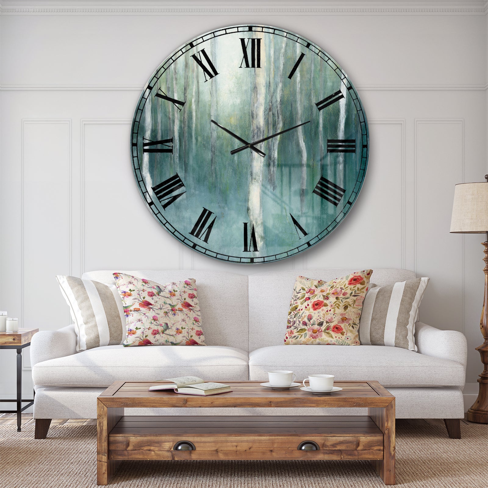 Green Forest Dream - Traditional Landscape Large Wall CLock