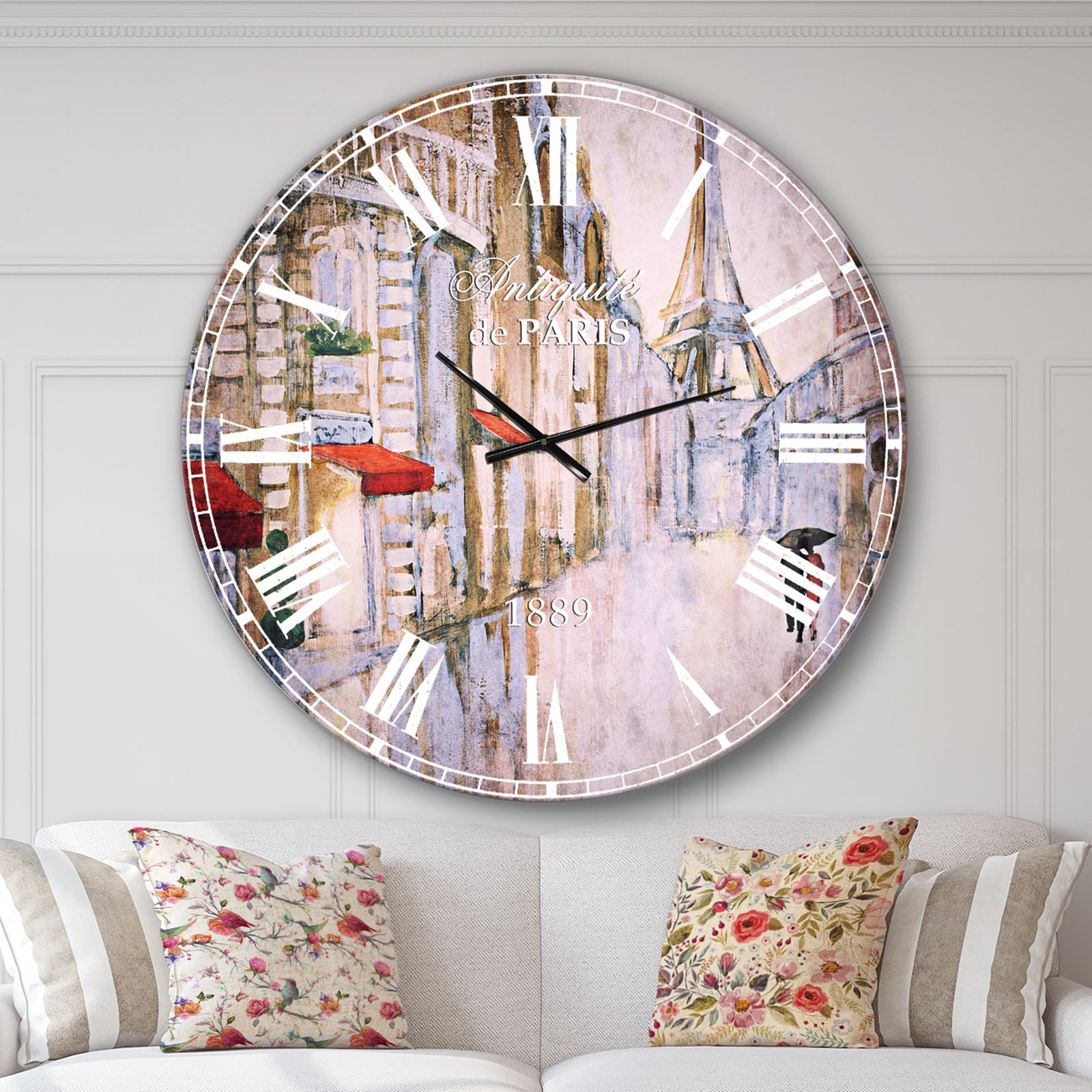 Love in Paris III - Romantic French Country Large Wall CLock