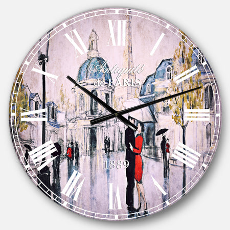 Love in Paris I - Romantic French Country Large Wall CLock