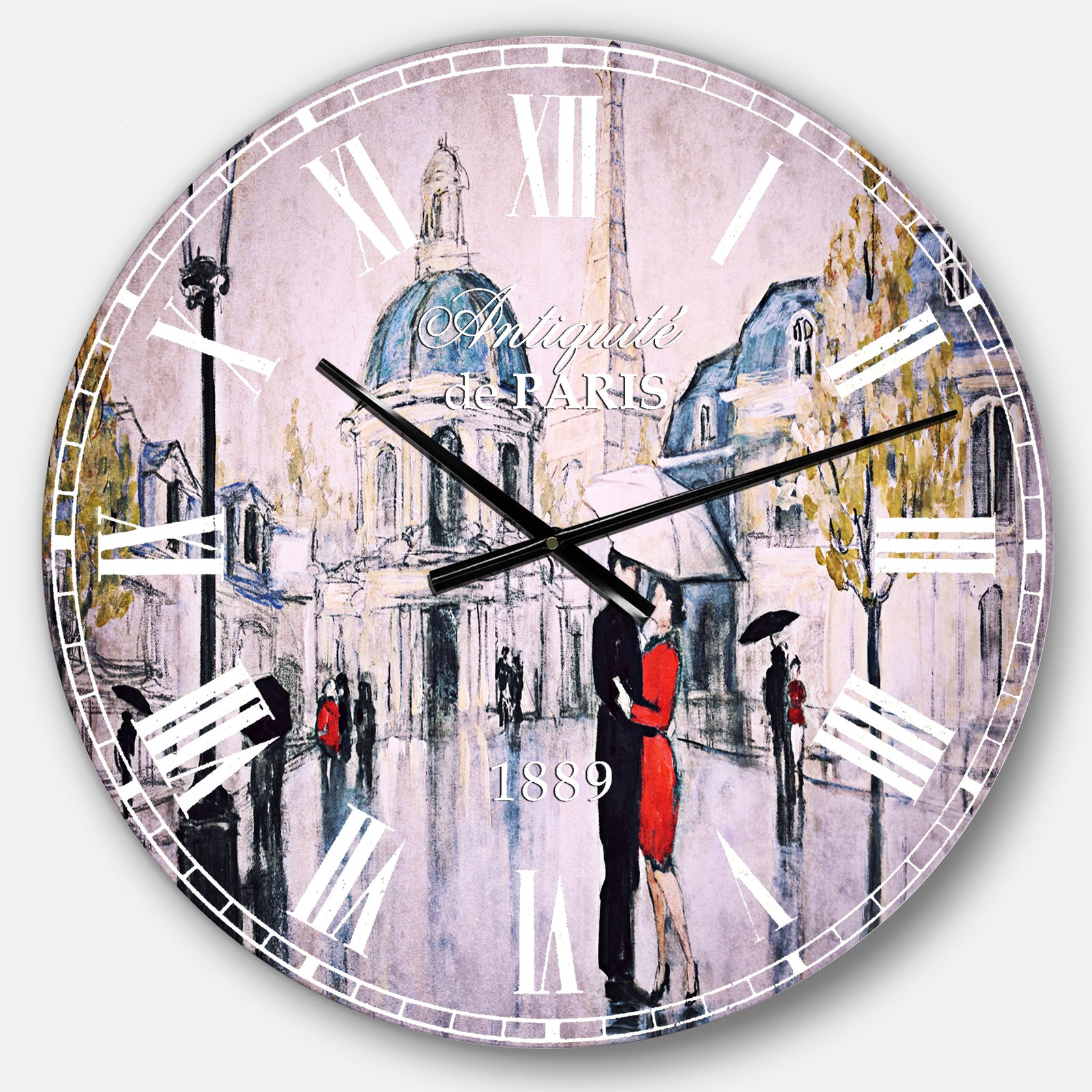 Love in Paris I - Romantic French Country Large Wall CLock