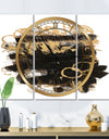 Gold and Black drift II - Glam 3 Panels Oversized Wall CLock