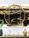 Gold and Black drift III - Glam 3 Panels Large Wall CLock