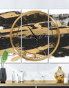 Gold and Black drift IV - Glam 3 Panels Oversized Wall CLock