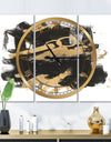 Gold and Black drift I - Glam 3 Panels Large Wall CLock